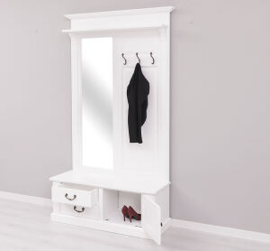 Weiße Landhaus Garderobe mit Spiegel