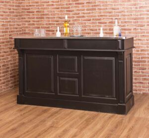 Schwarzer Holz-Bartresen (180cm) - Zinkplatte