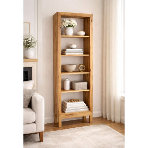 Modernes Bücherregal schmal Kernbuche geölt