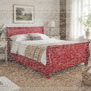 Rotes Landhausbett (160x200cm) mit Schubkästen,...