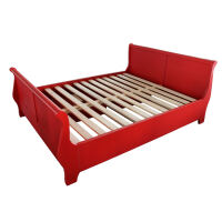Rotes Landhausbett (160x200cm) mit Schubkästen, Shabby Chic