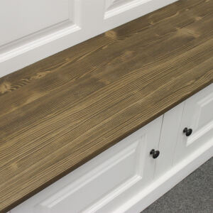 Landhausstil Garderobe altweiß, Deckplatte dunkelbraun