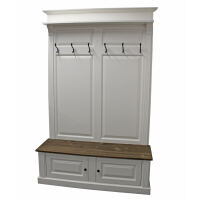 Landhausstil Garderobe altweiß, Deckplatte dunkelbraun