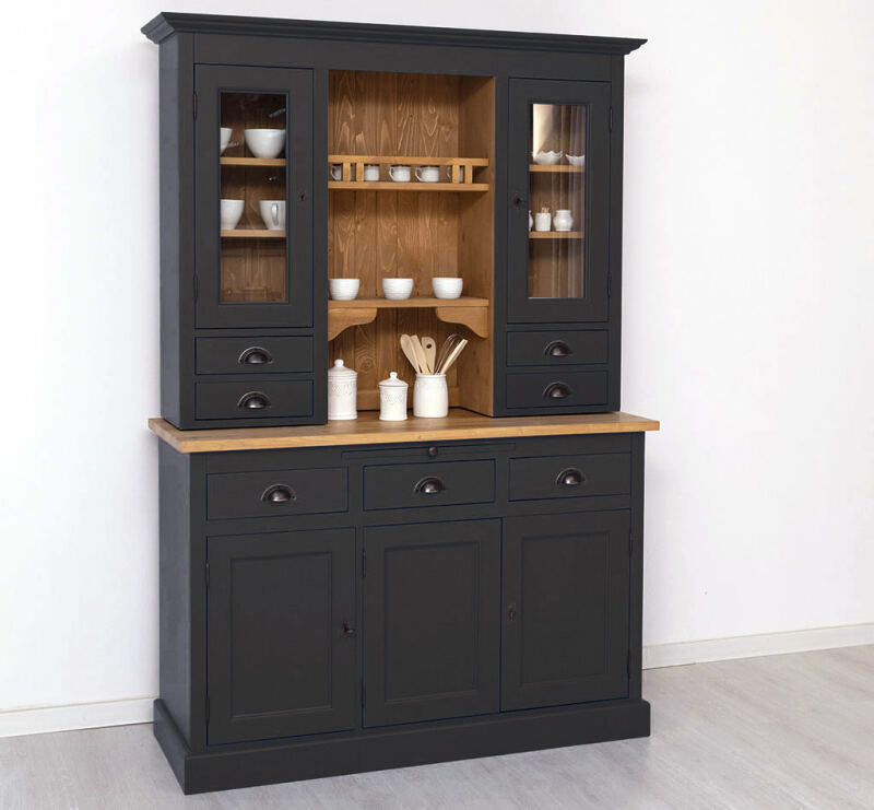 Küchen-Buffetschrank im Landhausstil - schwarz, braun