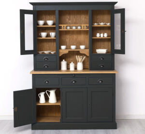 Küchen-Buffetschrank im Landhausstil - schwarz, braun