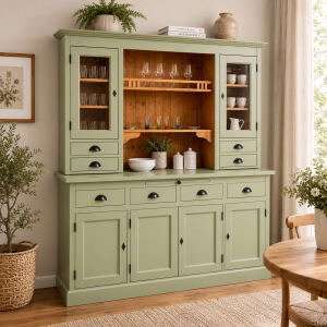 Großes Landhausstil Küchenbuffet grün-braun