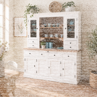 Großer Küchen-Buffetschrank weiß-tiefgebürstet