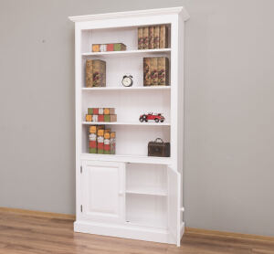 Weißes Bücherregal mit Unterschrank