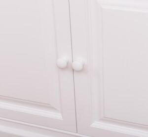 Weißes Bücherregal mit Unterschrank