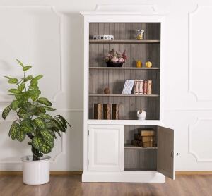 Landhaus Bücherregal weiß mit Unterschrank