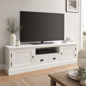 Großes Landhaus TV-Lowboard weiß - 200 cm