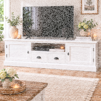 Großes Landhaus TV-Lowboard weiß - 200 cm