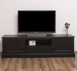 Massivholz TV-Lowboard schwarz - 200 cm