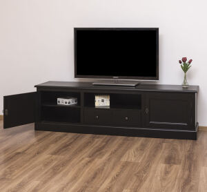 Massivholz TV-Lowboard schwarz - 200 cm