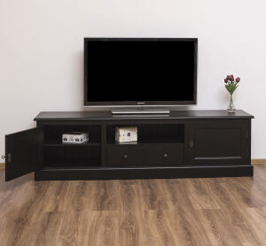 Massivholz TV-Lowboard schwarz - 200 cm