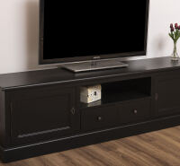 Massivholz TV-Lowboard schwarz - 200 cm