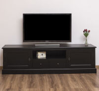Massivholz TV-Lowboard schwarz - 200 cm