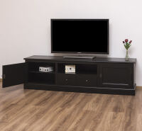Massivholz TV-Lowboard schwarz - 200 cm