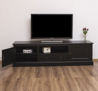 Massivholz TV-Lowboard schwarz - 200 cm