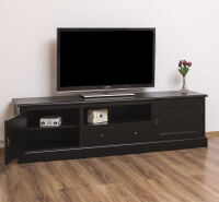 Massivholz TV-Lowboard schwarz - 200 cm