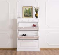 Landhaus Schuhschrank mit Kippfächern weiß