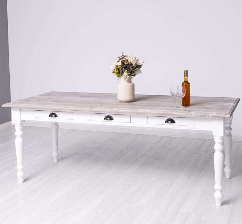 Weißer Esstisch französischer Landhausstil - 210 cm