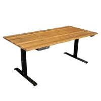 Baumkante-Schreibtisch höhenverstellbar, Wildeiche