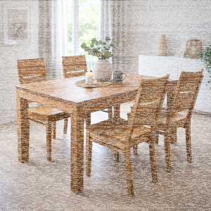Essgruppe LINO Kernbuche mit 4 Stühlen - 140x80 cm