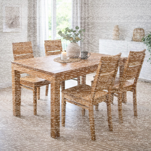 Sitzgruppe LINO Kernbuche, mit Ansteckplatten, 4 Stühle - 140x80 cm