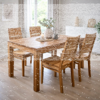 Sitzgruppe LINO Kernbuche, mit Ansteckplatten, 4 Stühle - 140x80 cm