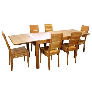 Sitzgruppe LINO Kernbuche, mit Ansteckplatten, 6 StÃ¼hle - 140x80 cm