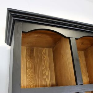 Landhaus Massivholz Regal mit SchiebetÃ¼ren, schwarz-braun