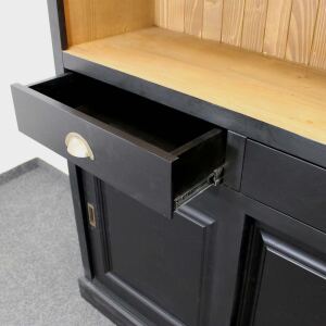 Landhaus Massivholz Regal mit SchiebetÃ¼ren, schwarz-braun