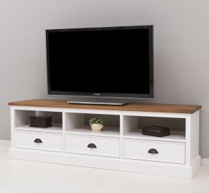 TV-Board mit Schubladen 180 cm, weiß-braun,...