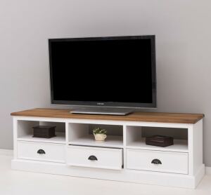 TV-Board mit Schubladen 180 cm, weiß-braun, Eichenplatte