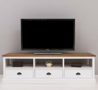 TV-Board mit Schubladen 180 cm, weiß-braun, Eichenplatte