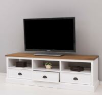 TV-Board mit Schubladen 180 cm, weiß-braun, Eichenplatte