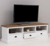 TV-Board mit Schubladen 180 cm, weiß-braun, Eichenplatte