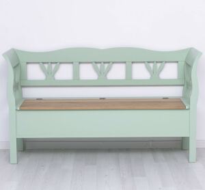 Landhaus Sitzbank mintgrün, Eichenplatte - 163 cm
