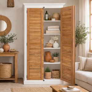 LamellentÃ¼ren-Schrank weiÃŸ-braun
