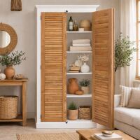 LamellentÃ¼ren-Schrank weiÃŸ-braun
