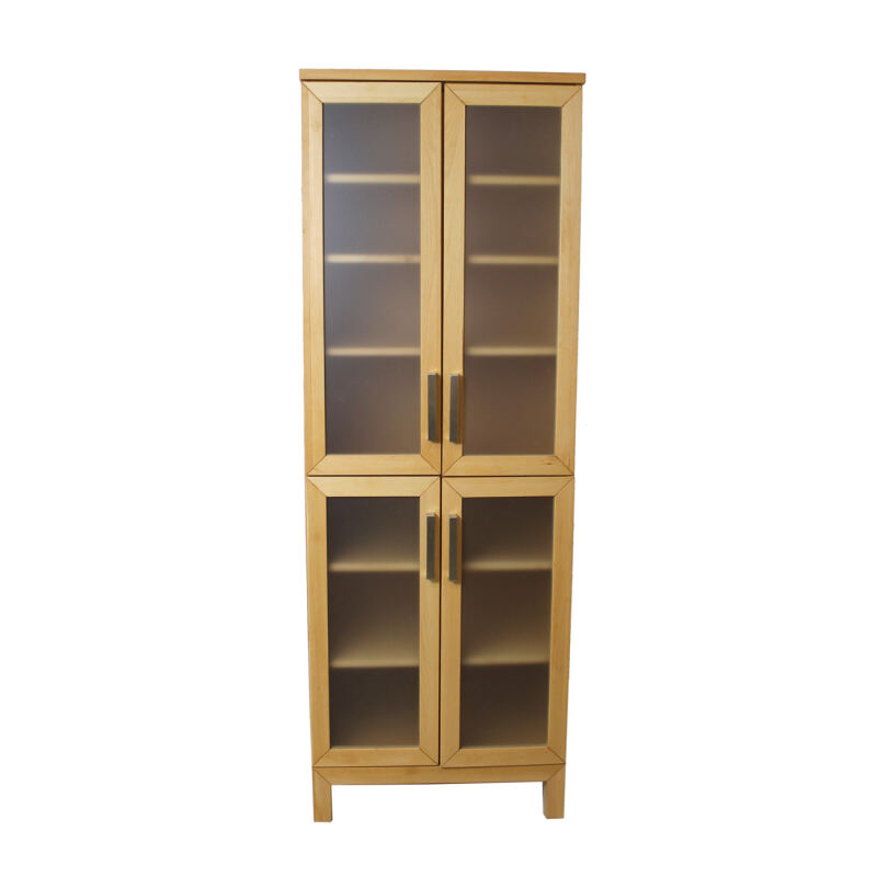 Schmaler Wohnzimmerschrank mit Glastüren Buche geölt