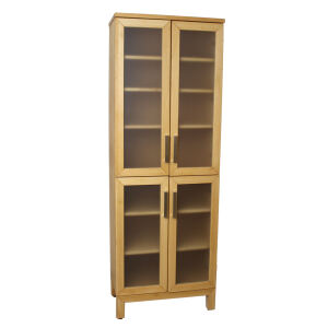 Schmaler Wohnzimmerschrank mit Glastüren Buche geölt