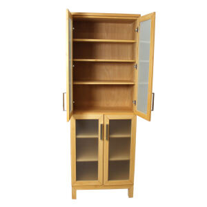 Schmaler Wohnzimmerschrank mit Glastüren Buche geölt