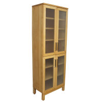 Schmaler Wohnzimmerschrank mit Glastüren Buche geölt