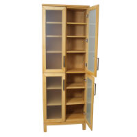 Schmaler Wohnzimmerschrank mit Glastüren Buche geölt