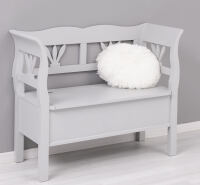 Graue Landhaus Sitzbank mit Truhe, Shabby Look