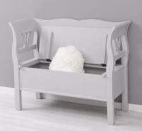 Graue Landhaus Sitzbank mit Truhe, Shabby Look