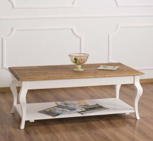 Couchtisch franzÃ¶sischer Landhausstil, weiÃŸ-braun