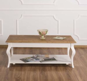 Couchtisch franzÃ¶sischer Landhausstil, weiÃŸ-braun